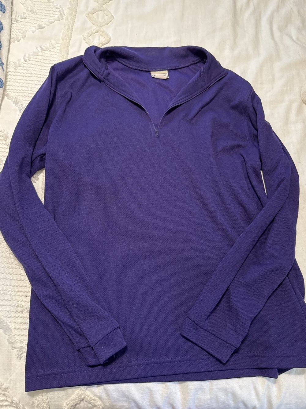 L.L. Bean Deep Purple Zip-Neck Pullover